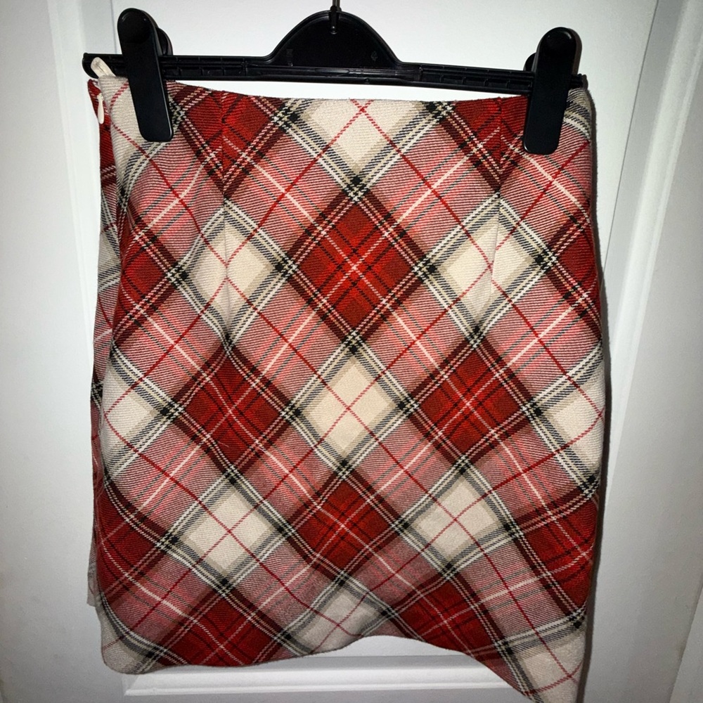 H&M Red and White Plaid Mini Skirt